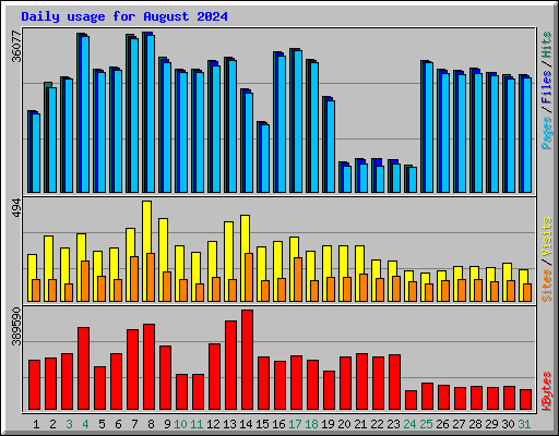 Daily usage for August 2024