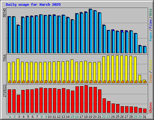Daily usage for March 2025